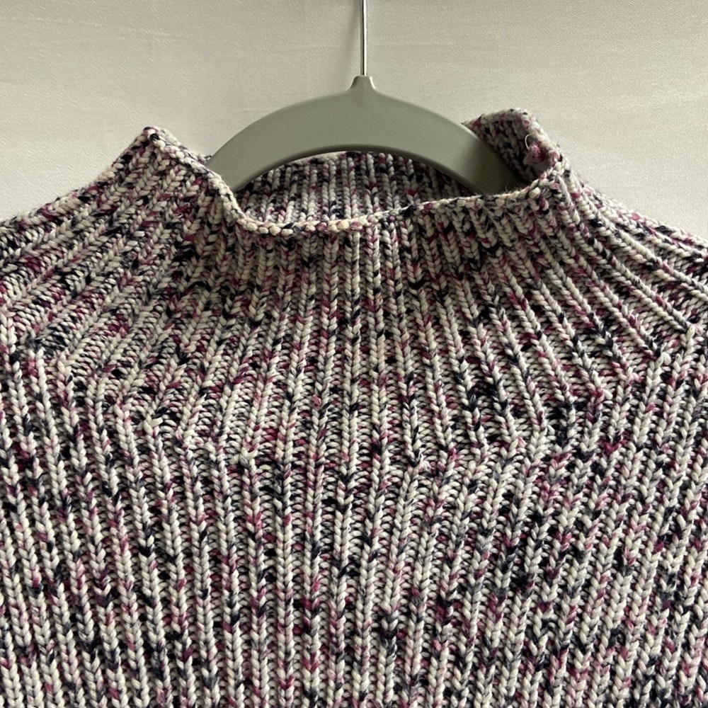 J. Crew Collection Cotton Marled Mock Neck Sweater Purple Multi Size Small - Picture 3 of 7